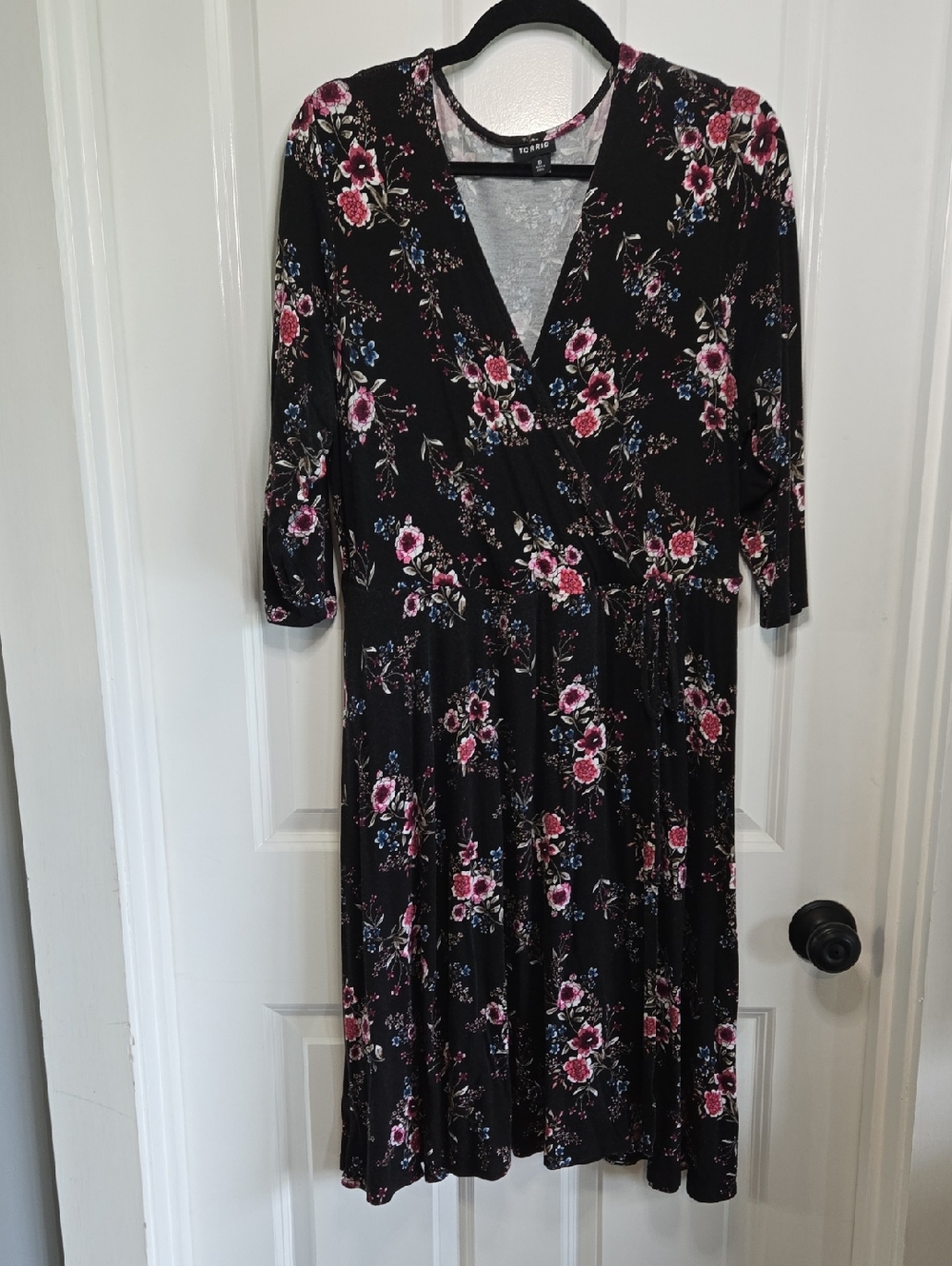 Torrid Dress Black Floral Pink Purple Size 0 Equal to 12